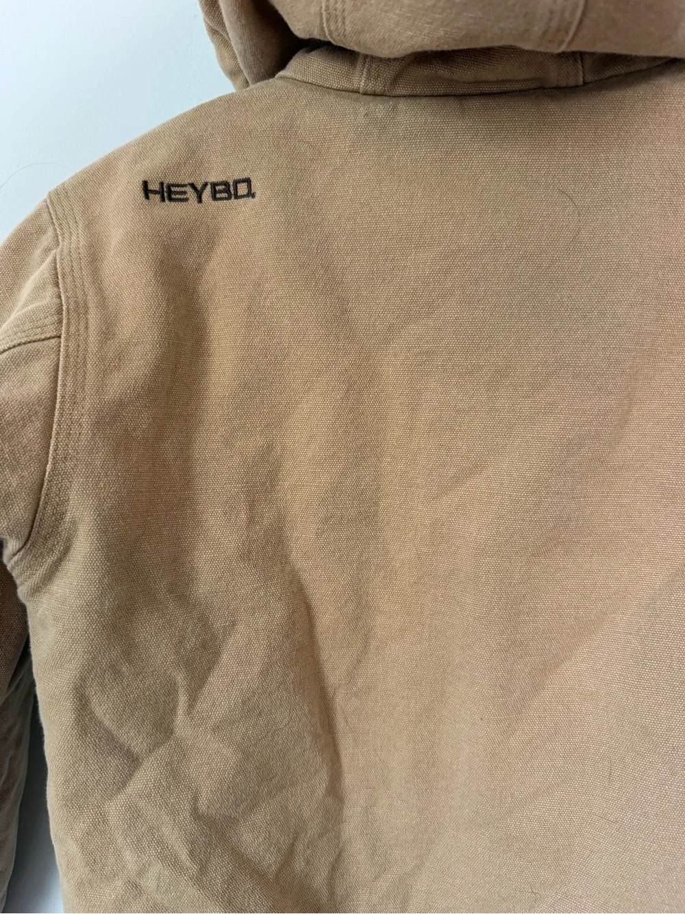 HEYBO Youth canvas Jacket Size Small 5/6 Hooded Tan